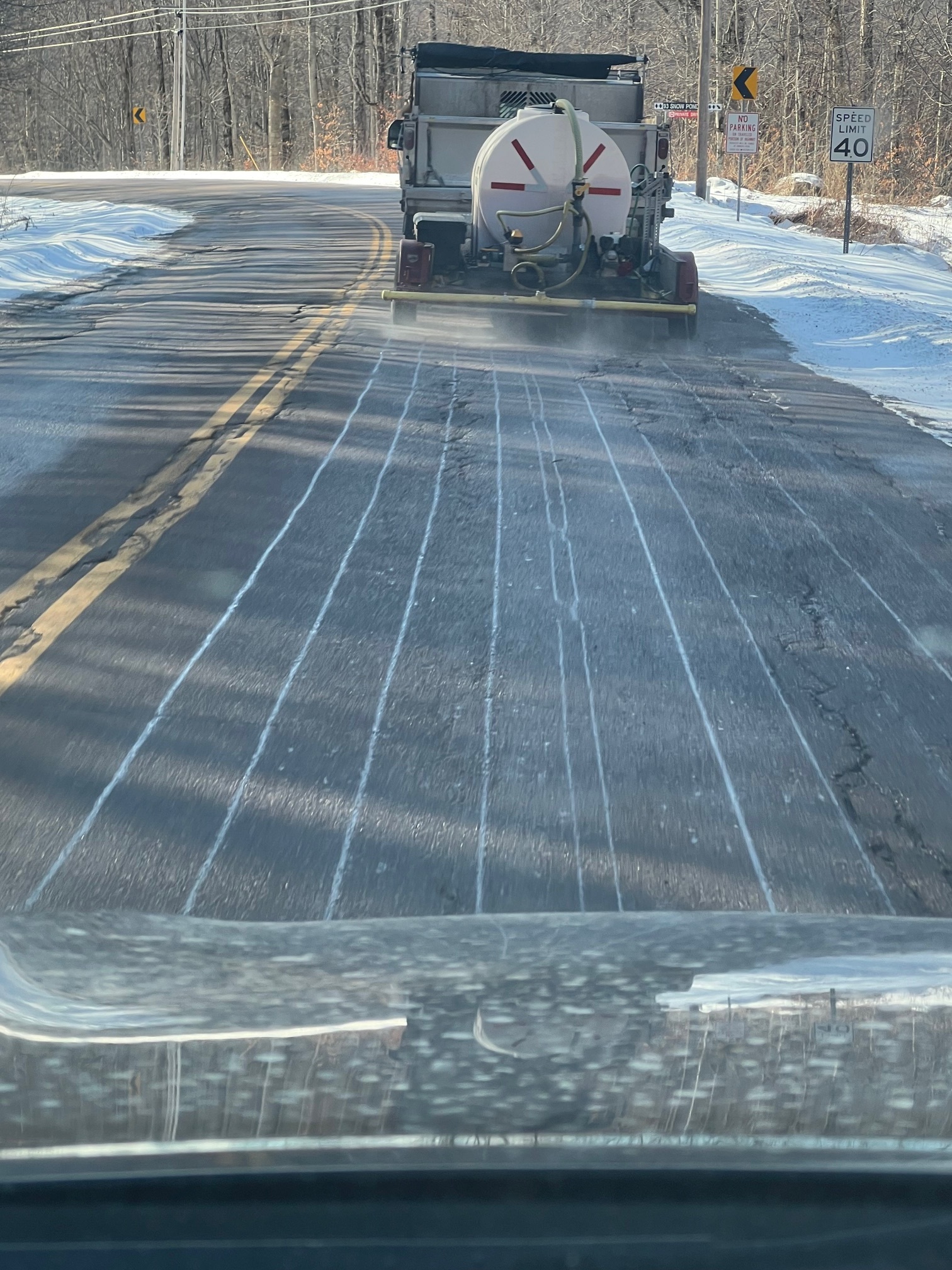 town of Bolton VT anti icing with Mag 26 and our equipment  December 2025 application